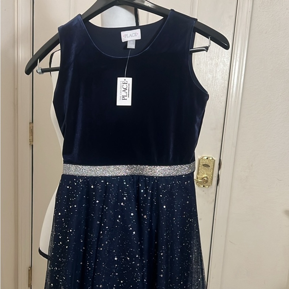 Navy Blue Sparkling Party Dress For Girls